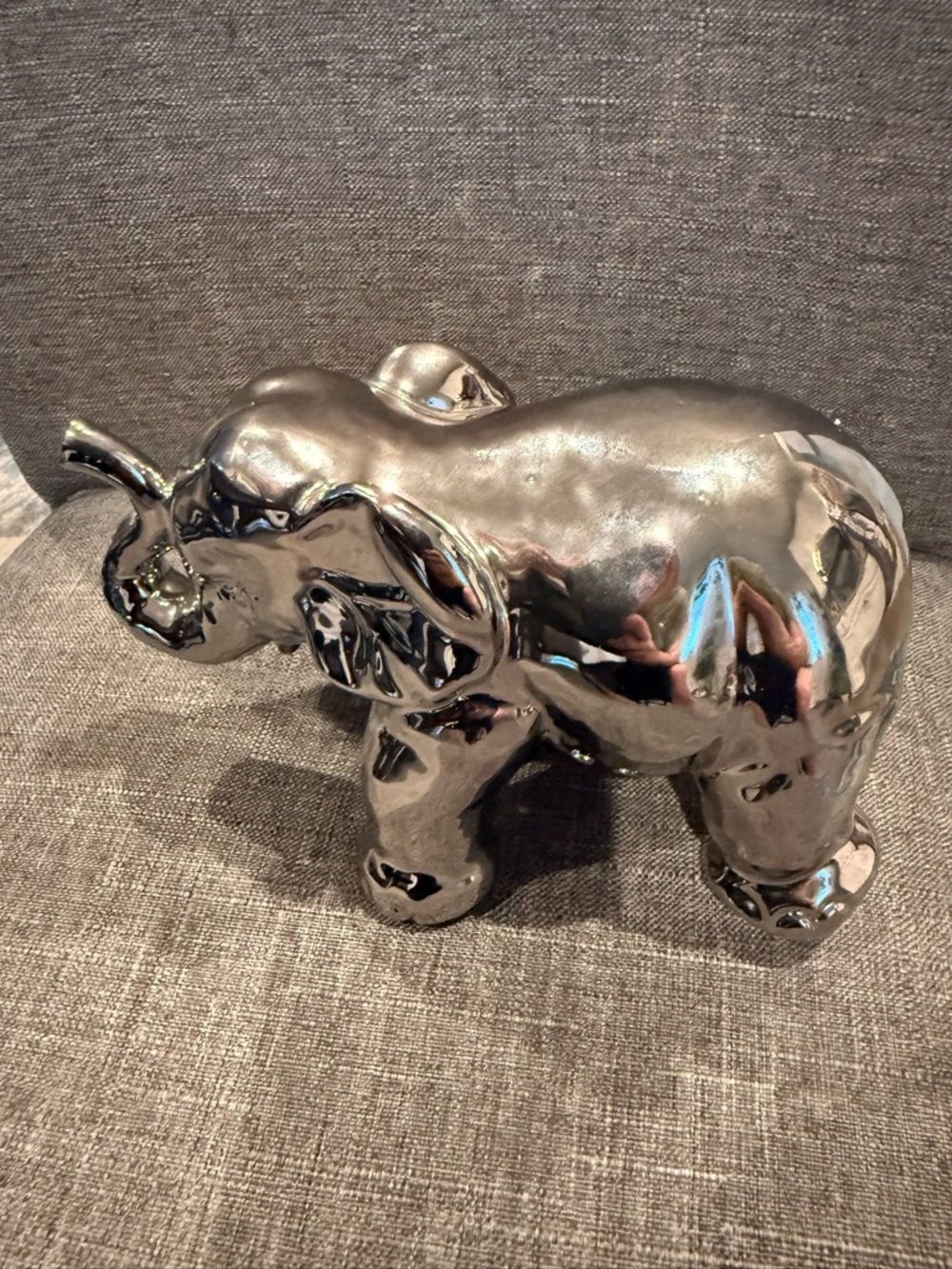 Metallic Elephant Figurine Home Art - Silver Accent